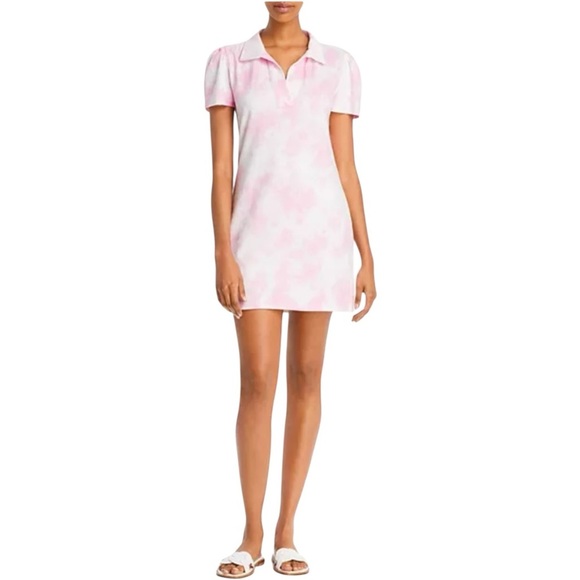GENERATION LOVE Merlynn Tie Dye Polo Dress | Pink White Short Sleeve Mini XS - Picture 1 of 7